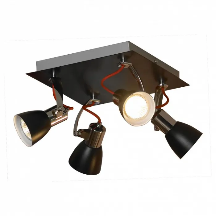 Спот Lussole Frontino LSL-7401-04 Цвет арматуры хром Цвет плафонов черный от ImperiumLoft
