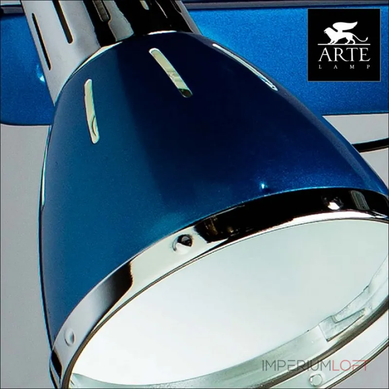 Спот Arte Lamp Marted A2215PL-4BL Цвет арматуры хром Цвет плафонов синий