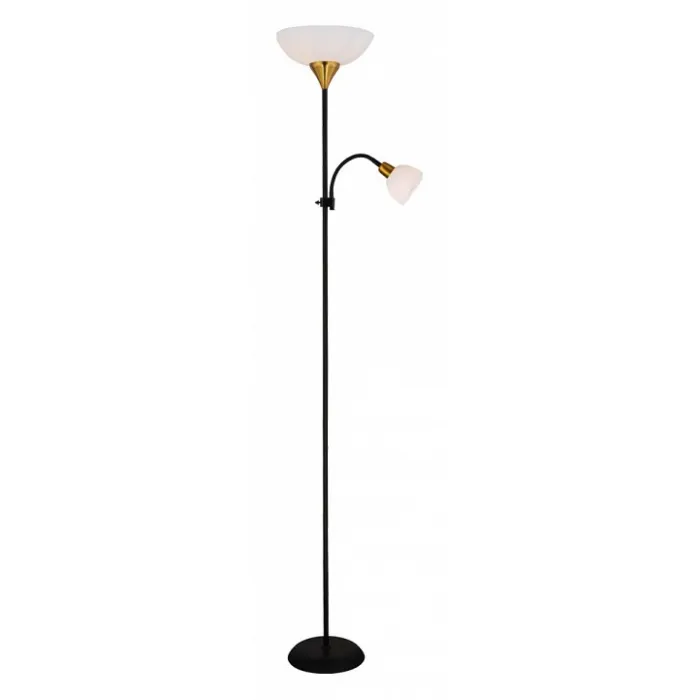 Торшер с подсветкой Arte Lamp Duetto A9569PN-2BK Цвет арматуры Черный Цвет плафонов Белый от ImperiumLoft