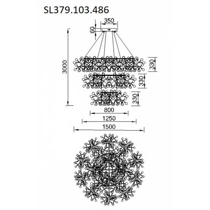 Подвесная люстра ST-Luce Rafina SL379.103.486 Цвет арматуры серебро Цвет плафонов белый от ImperiumLoft