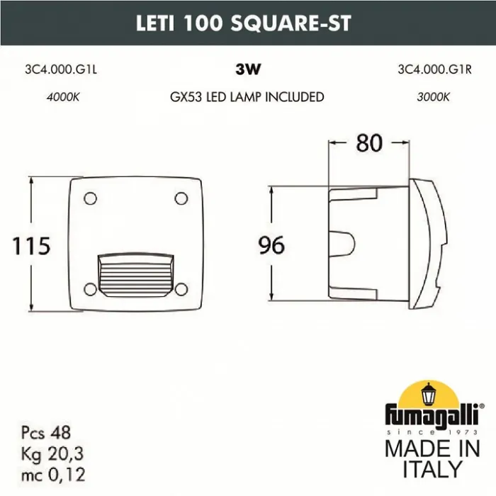 Встраиваемый светильник Fumagalli Leti 3C4.000.000.WYG1L от ImperiumLoft