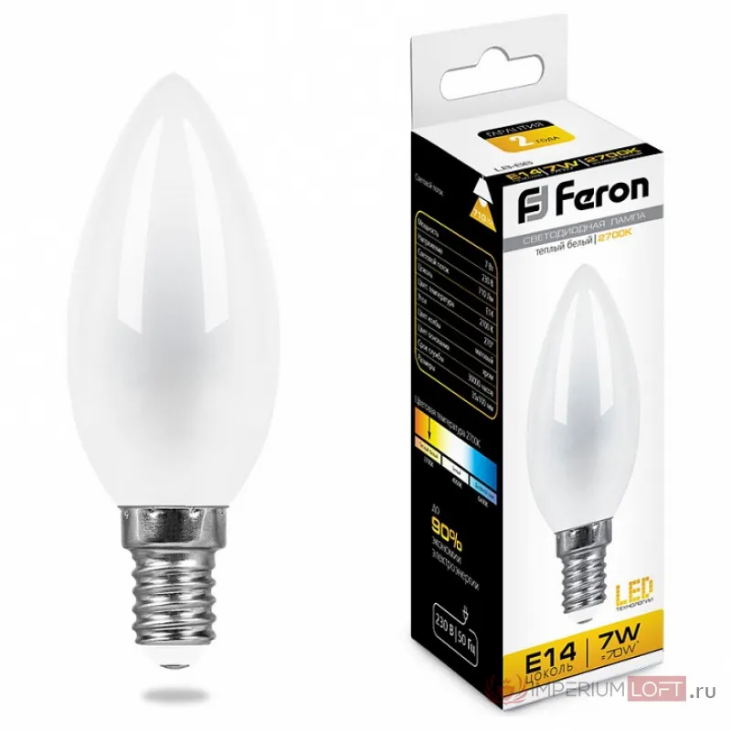 Лампа светодиодная Feron Saffit LB-66 E14 7Вт 2700K 25785 Цвет арматуры белый Цвет плафонов серый от ImperiumLoft