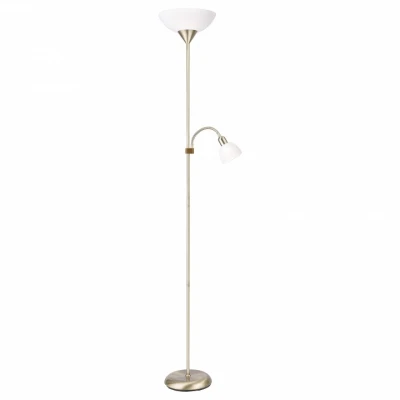 Торшер с подсветкой Arte Lamp Duetto A9569PN-2AB Цвет арматуры бронза Цвет плафонов белый