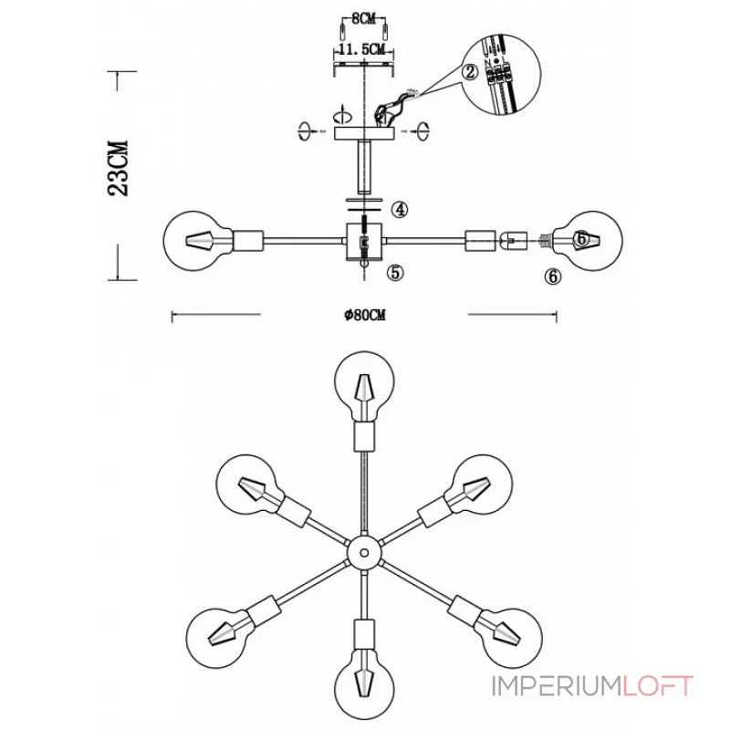 Потолочная люстра EVOLUCE Ano SL419.402.06  Потолочная люстра EVOLUCE Ano SL419.402.06