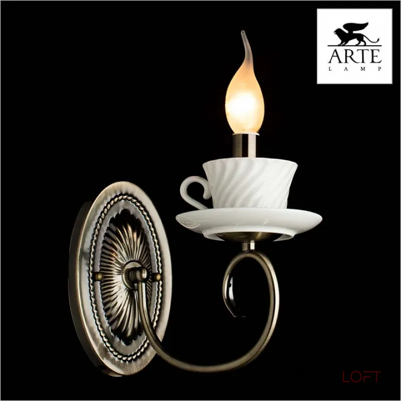 Бра Arte Lamp Teapot A6380AP-1AB Цвет арматуры бронза Цвет плафонов кремовый