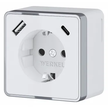 Розетка с заземлением, шторками и USB Werkel Gallant белые W5071701