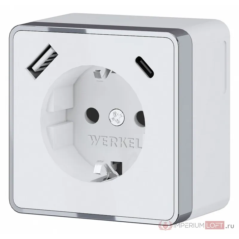 Розетка с заземлением, шторками и USB Werkel Gallant белые W5071701 от ImperiumLoft