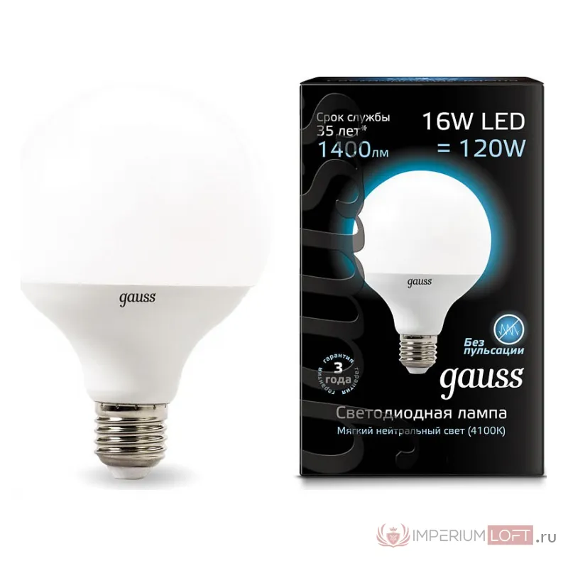 Лампа светодиодная Gauss 1051 E27 16Вт 4100K 105102216 от ImperiumLoft