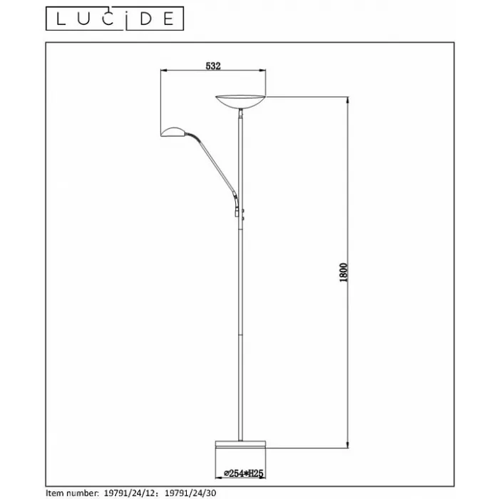 Торшер с подсветкой Lucide Zenith 19791/24/30 от ImperiumLoft