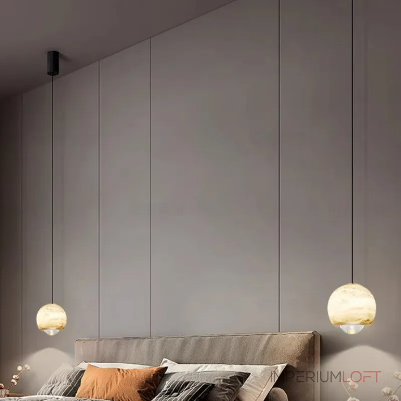 Подвесной светильник HENNEKE MARBLE Cloud Marble A с шарообразным плафоном из натурального мрамора Подвесной светильник HENNEKE MARBLE Cloud Marble A с шарообразным плафоном из натурального мрамора