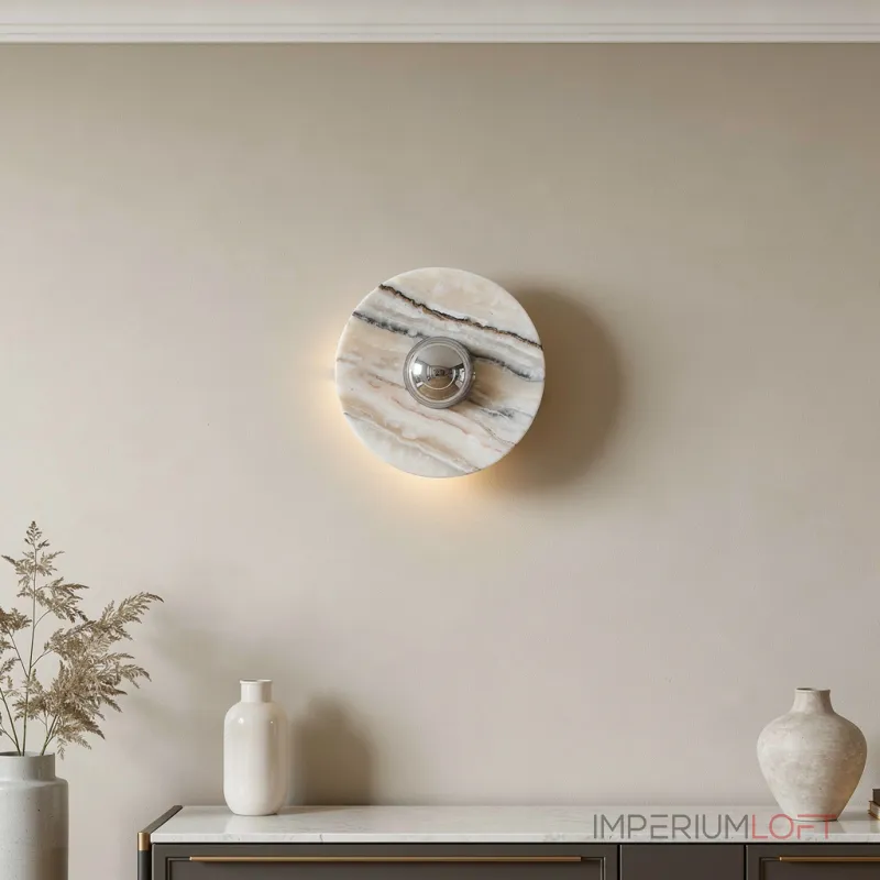 Настенный светильник Silence Stone D30 Silver с мраморным плафоном от VINSA