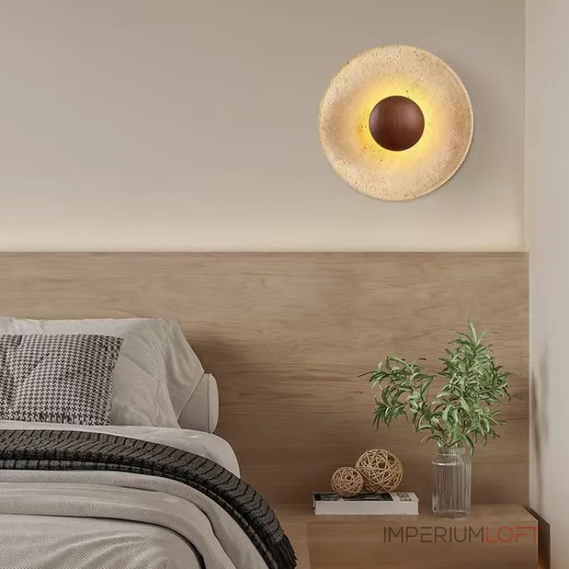 Настенный светильник Circle Dot D25 B с плафоном из травертина от VINSA