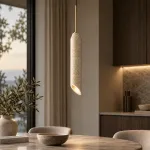 Подвесной светильник STRATA Beige с мраморным цилиндрическим плафоном от Vinsa