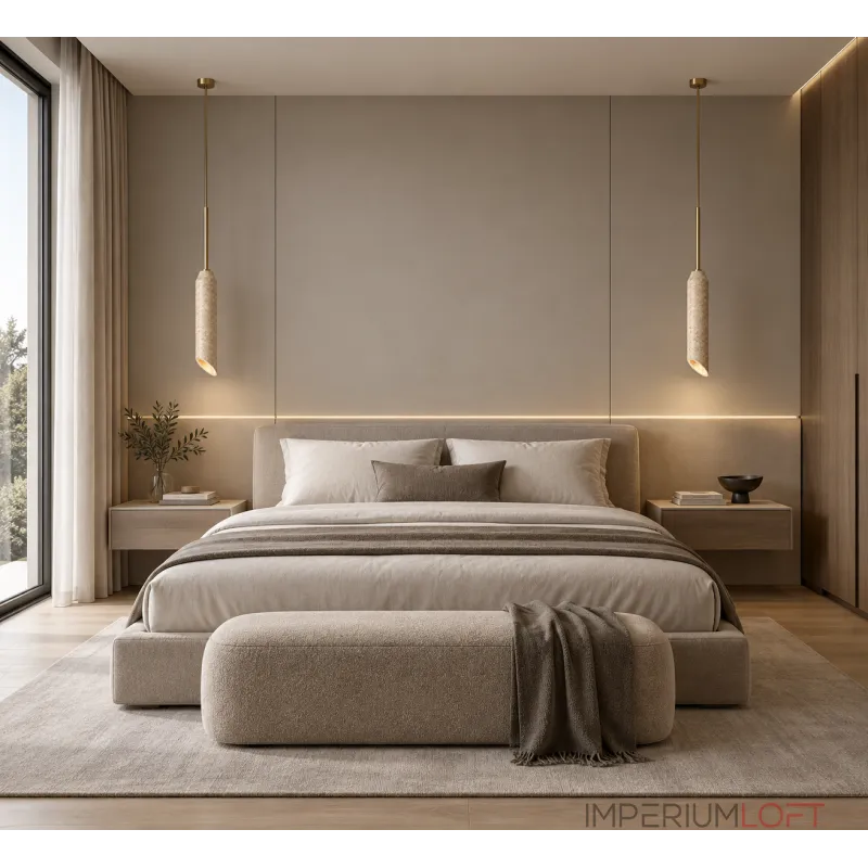 Подвесной светильник STRATA Beige с мраморным цилиндрическим плафоном от Vinsa