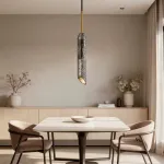 Подвесной светильник STRATA Graphite с мраморным цилиндрическим плафоном от Vinsa