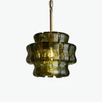 Подвесной светильник KARIOKA Green+Bronze с изогнутыми подвесами из фактурного стекла от Vinsa