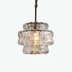 Подвесной светильник KARIOKA Transparent+Black с изогнутыми подвесами из фактурного стекла от Vinsa