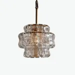 Подвесной светильник KARIOKA Transparent+Bronze с изогнутыми подвесами из фактурного стекла от Vinsa