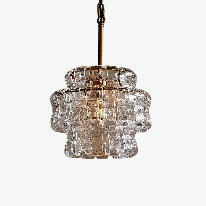 Подвесной светильник KARIOKA Transparent+Bronze с изогнутыми подвесами из фактурного стекла от Vinsa Подвесной светильник KARIOKA Transparent+Bronze с изогнутыми подвесами из фактурного стекла от Vinsa