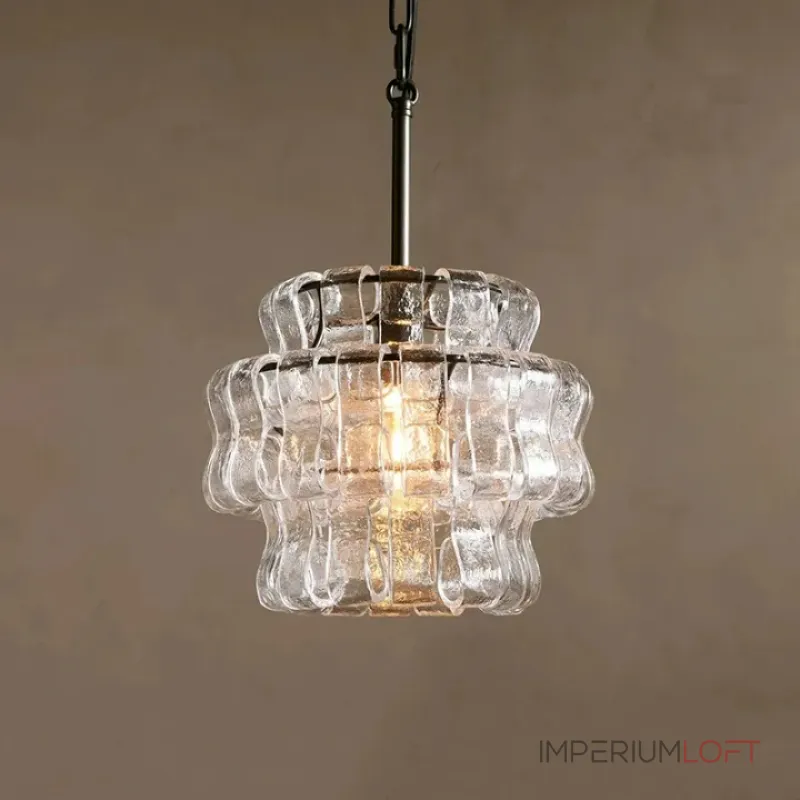 Подвесной светильник KARIOKA Transparent+Black с изогнутыми подвесами из фактурного стекла от Vinsa