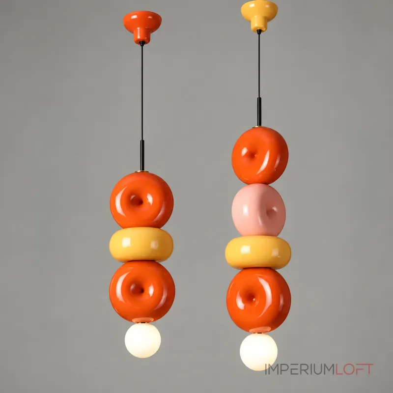 Подвесной светильник BUBBI Orange+Yellow с ярким плафоном из стекла и керамики от Vinsa Подвесной светильник BUBBI Orange+Yellow с ярким плафоном из стекла и керамики от Vinsa