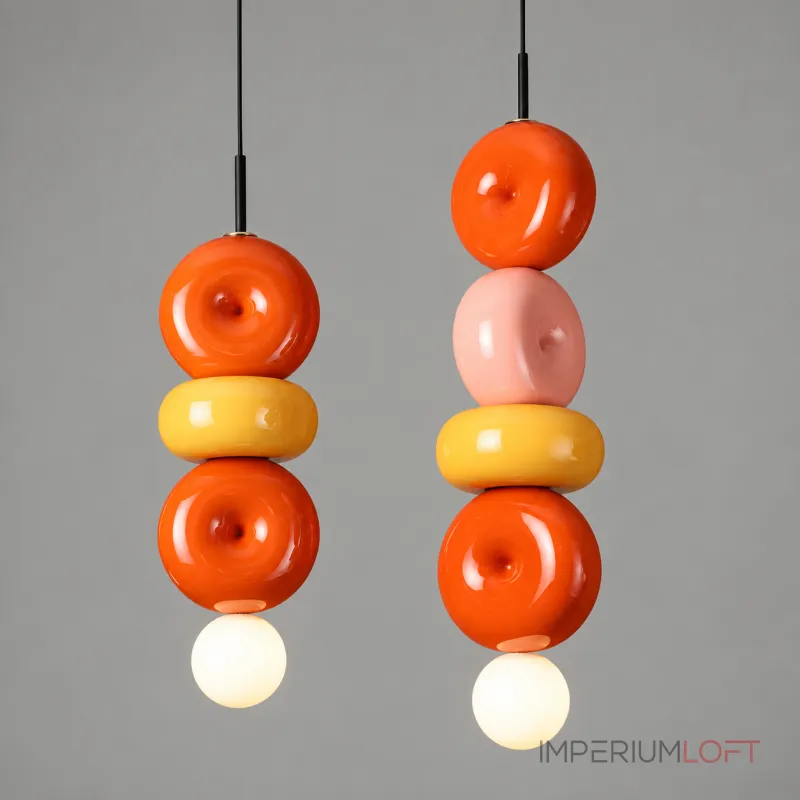 Подвесной светильник BUBBI Orange+Pink+Yellow с ярким плафоном из стекла и керамики от Vinsa