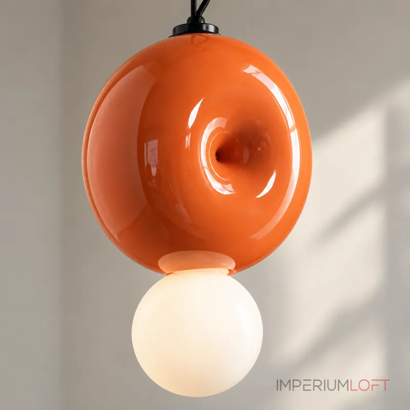 Подвесной светильник BUBBI Orange с ярким плафоном из стекла и керамики от Vinsa Подвесной светильник BUBBI Orange с ярким плафоном из стекла и керамики от Vinsa