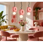 Подвесной светильник BUBBI Pink с ярким плафоном из стекла и керамики от Vinsa