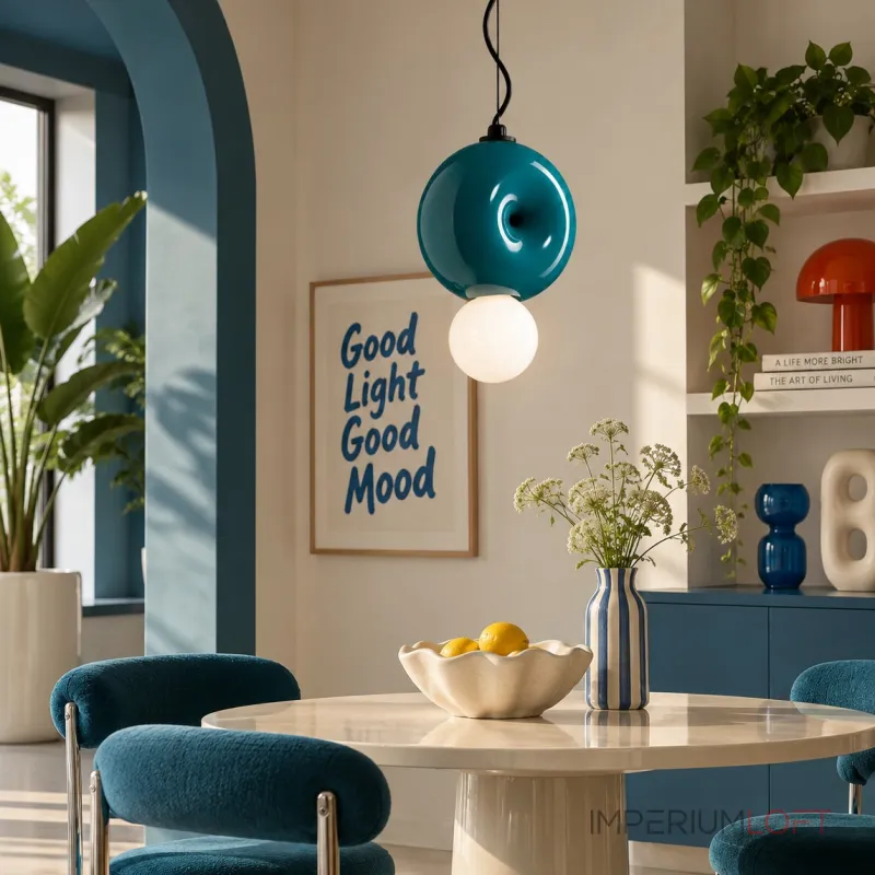 Подвесной светильник BUBBI Blue с ярким плафоном из стекла и керамики от Vinsa Подвесной светильник BUBBI Blue с ярким плафоном из стекла и керамики от Vinsa