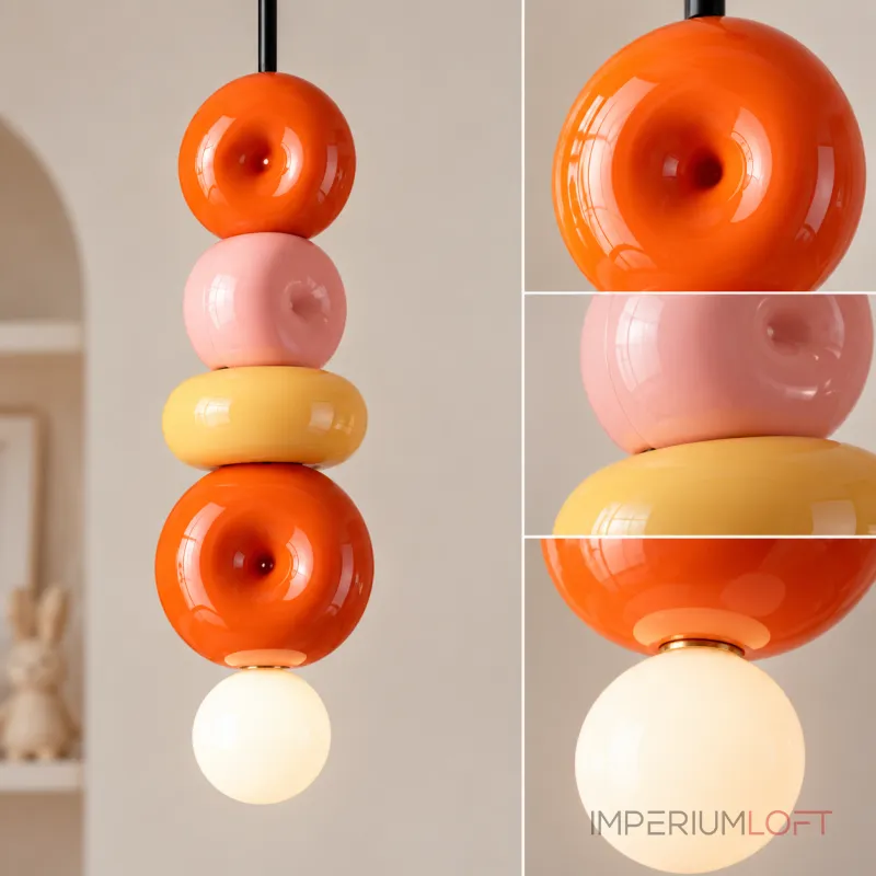 Подвесной светильник BUBBI Orange+Pink+Yellow с ярким плафоном из стекла и керамики от Vinsa