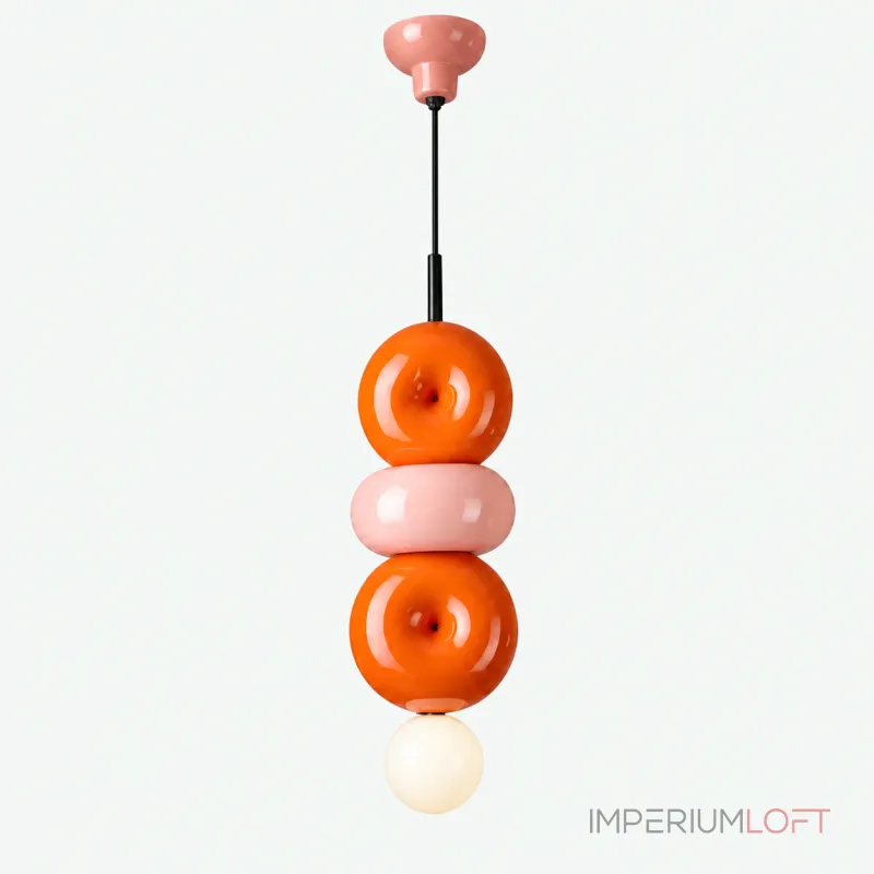 Подвесной светильник BUBBI Orange+Pink с ярким плафоном из стекла и керамики от Vinsa Подвесной светильник BUBBI Orange+Pink с ярким плафоном из стекла и керамики от Vinsa