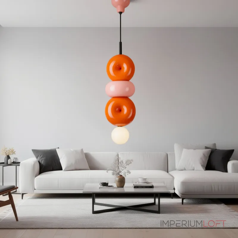 Подвесной светильник BUBBI Orange+Pink с ярким плафоном из стекла и керамики от Vinsa Подвесной светильник BUBBI Orange+Pink с ярким плафоном из стекла и керамики от Vinsa