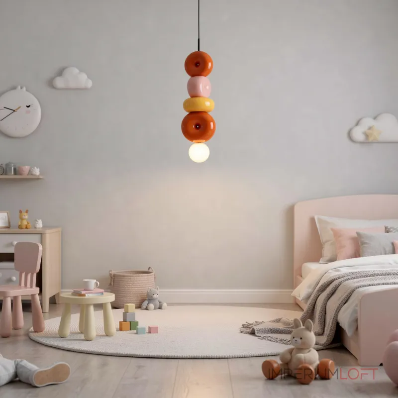 Подвесной светильник BUBBI Orange+Pink+Yellow с ярким плафоном из стекла и керамики от Vinsa