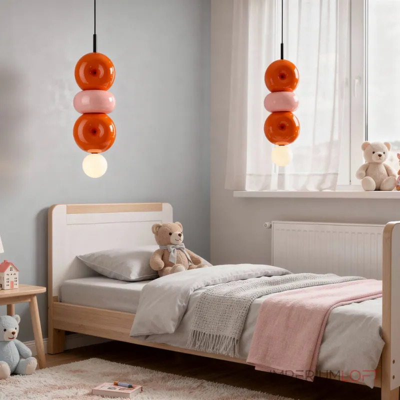 Подвесной светильник BUBBI Orange+Pink с ярким плафоном из стекла и керамики от Vinsa Подвесной светильник BUBBI Orange+Pink с ярким плафоном из стекла и керамики от Vinsa