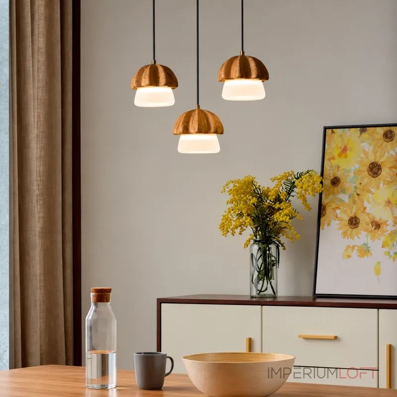 Подвесной светильник Mello Light Brown с деревянным плафоном от Vinsa