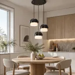 Подвесной светильник Mello Black P3 Round с деревянным плафоном от Vinsa