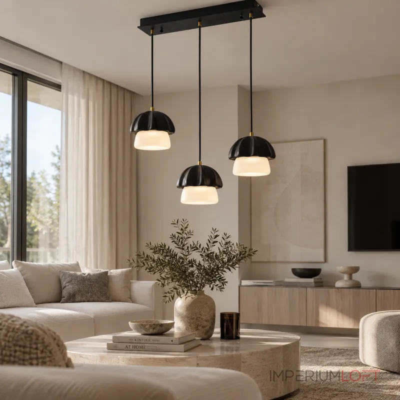 Подвесной светильник Mello Black P3 Line с деревянным плафоном от Vinsa