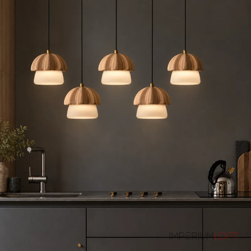 Подвесной светильник Light Dark Brown P5 Line с деревянным плафоном от Vinsa