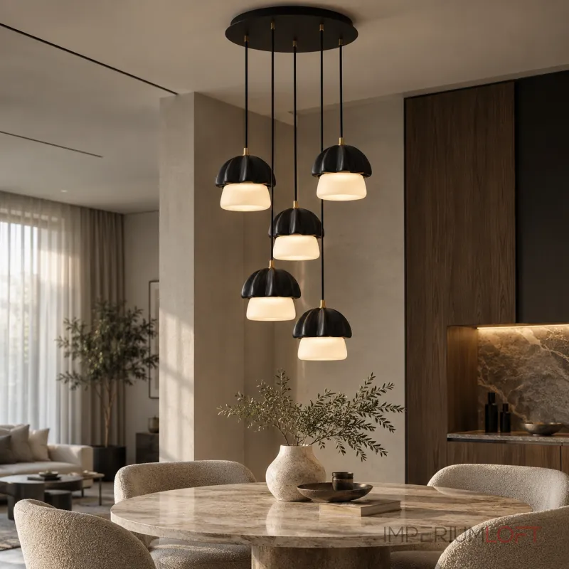 Подвесной светильник Light Black P5 Round с деревянным плафоном от Vinsa