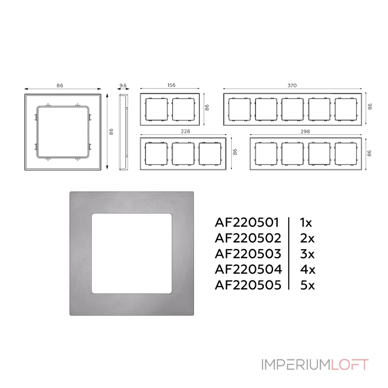 Рамка ALFA Techno (Сталь матовый) 1-ая AF220501 от ImperiumLoft Рамка ALFA Techno (Сталь матовый) 1-ая AF220501 от ImperiumLoft