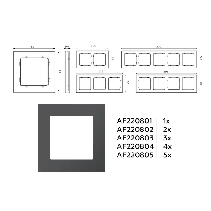 Рамка ALFA Techno (Графит Мягкое касание) 4-ая AF220804 от ImperiumLoft