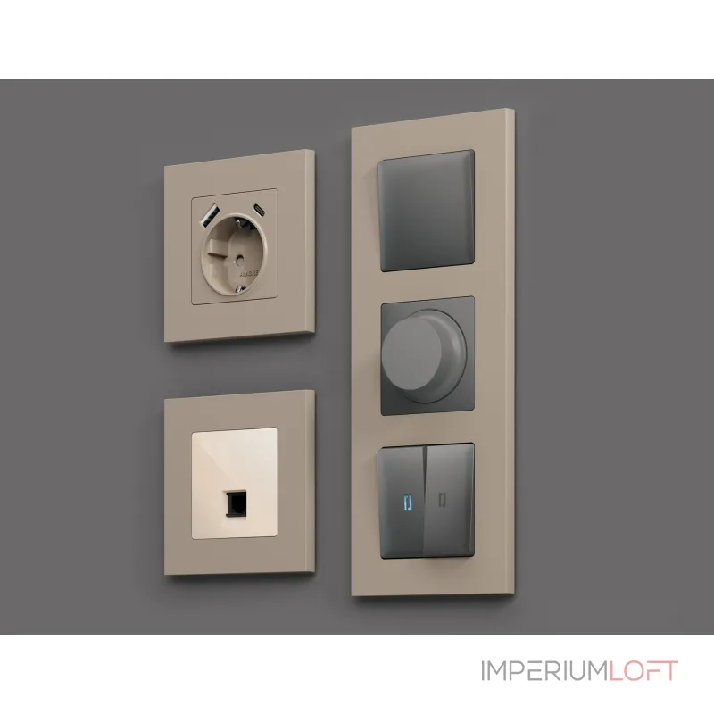 Рамка ALFA Qubi (Серо-бежевый матовый) 1-ая AF250361 от ImperiumLoft