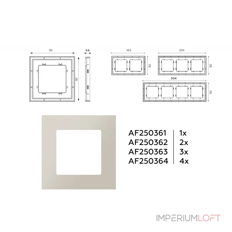 Рамка ALFA Qubi (Серо-бежевый матовый) 1-ая AF250361 от ImperiumLoft