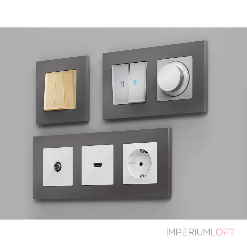 Рамка ALFA Qubi (Антрацит серый) 1-ая AF250651 от ImperiumLoft