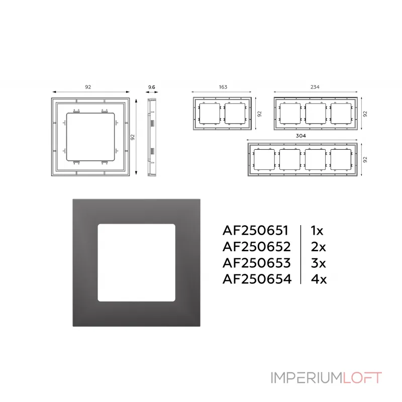 Рамка ALFA Qubi (Антрацит серый) 1-ая AF250651 от ImperiumLoft