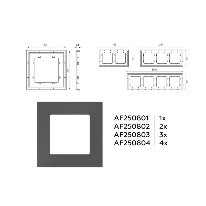 Рамка ALFA Qubi (Графит Мягкое касание) 4-ая AF250804 от ImperiumLoft