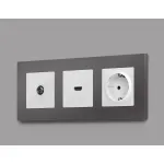 Лицевая панель ALFA (Белый глянец) для HDMI розетки QUANT AP1140 от ImperiumLoft