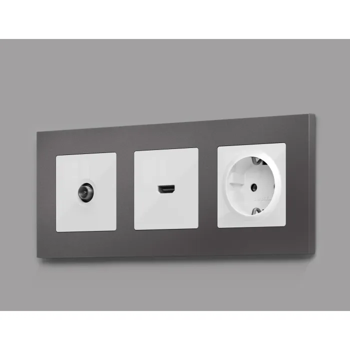 Лицевая панель ALFA (Белый глянец) для HDMI розетки QUANT AP1140 от ImperiumLoft