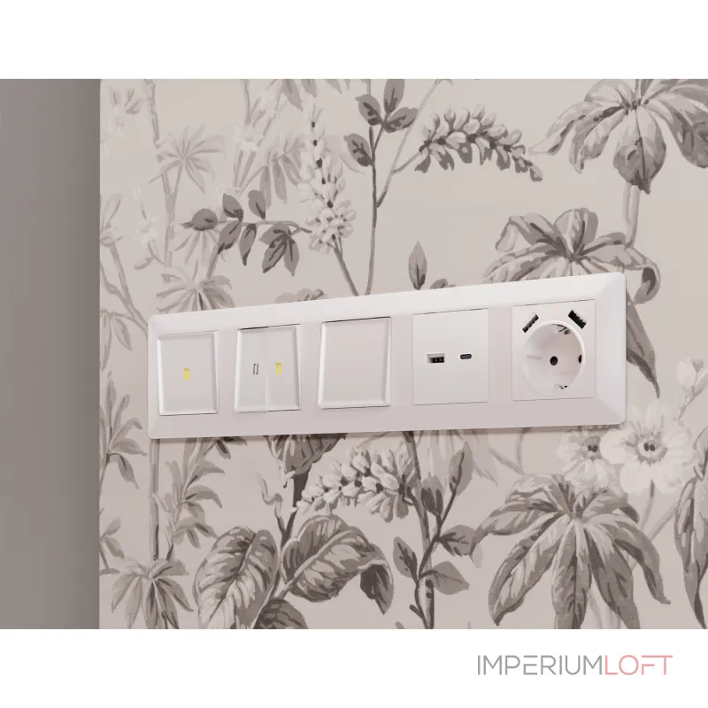 Лицевая панель для электрической розетки с заземлением со шторками 2USB A+A Ambrella Volt ALFA AP2090