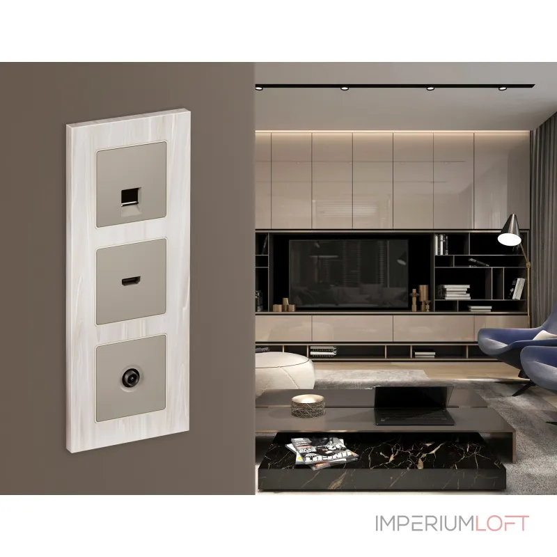 Лицевая панель ALFA (Серо-бежевый матовый) для TV розетки QUANT AP3730 от ImperiumLoft Лицевая панель ALFA (Серо-бежевый матовый) для TV розетки QUANT AP3730 от ImperiumLoft